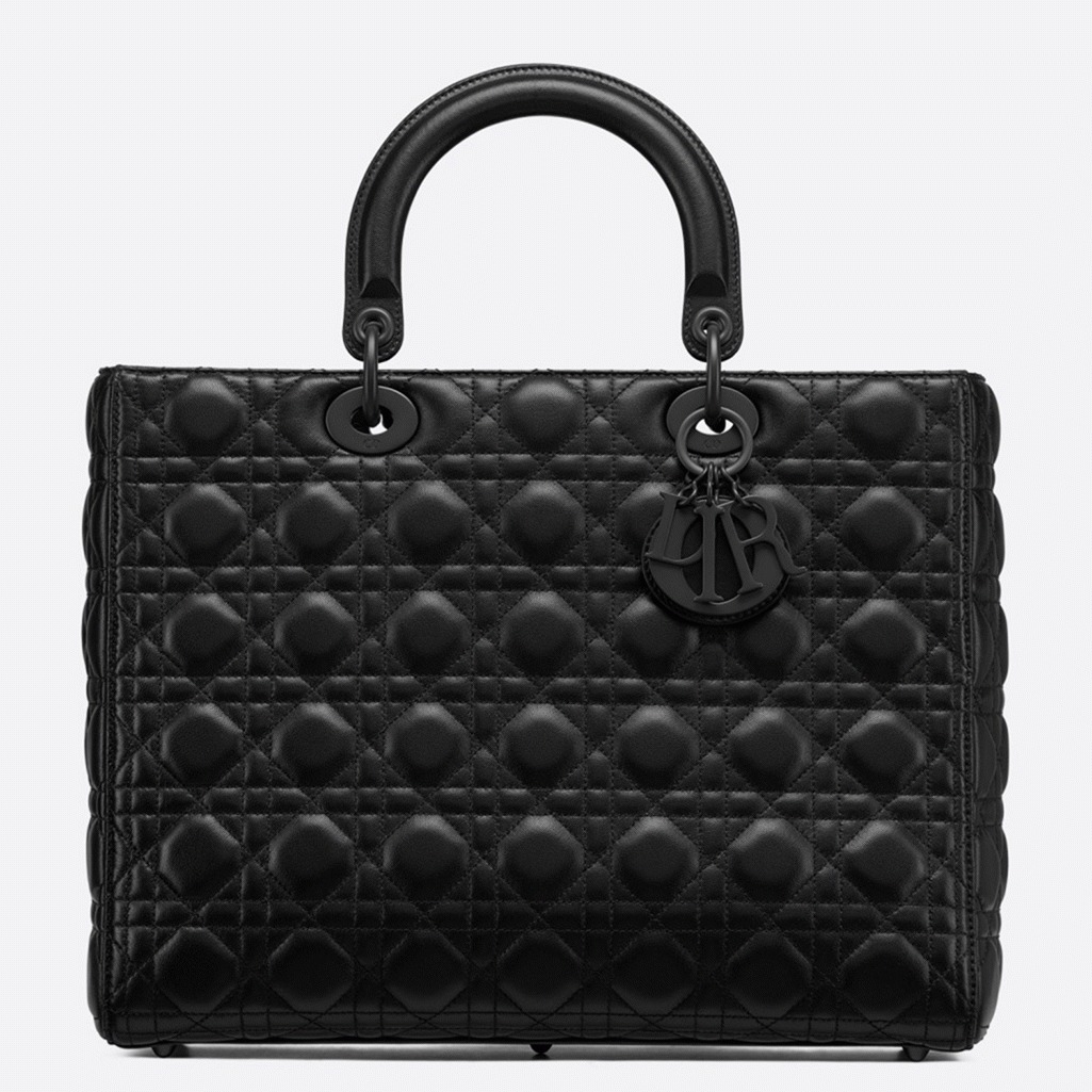 Black Dior Lady Dior Imitation Large Handbag