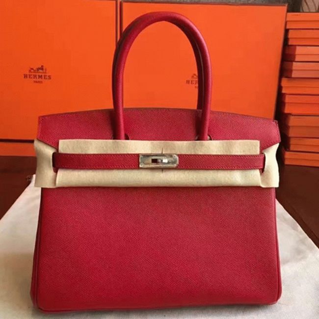 Premium Red Fake Hermes Birkin 30cm High Quality Handbag