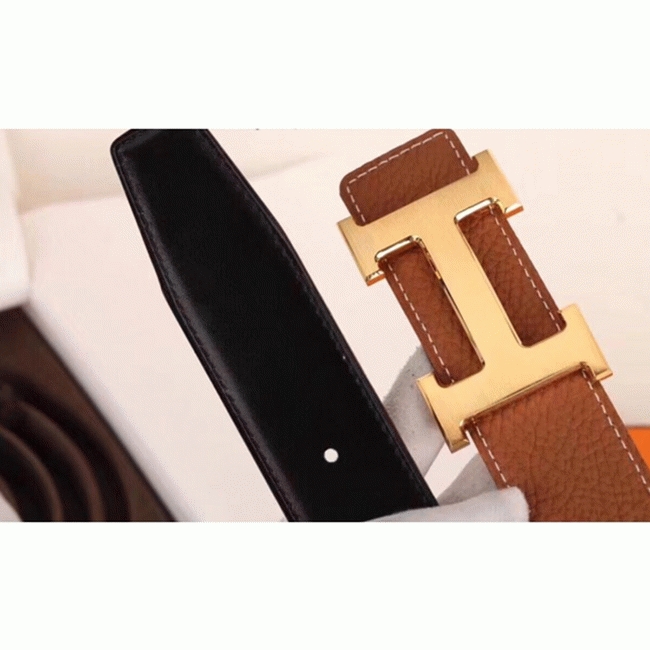 Fake Hermes H-shaped belt buckle in brown