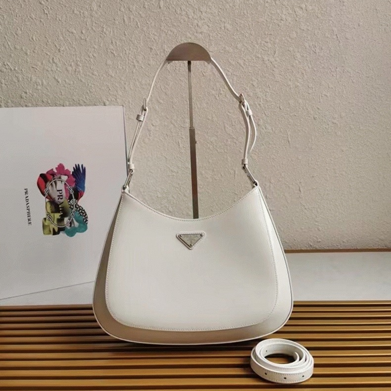 White Prada Cleo Large Bag Fake