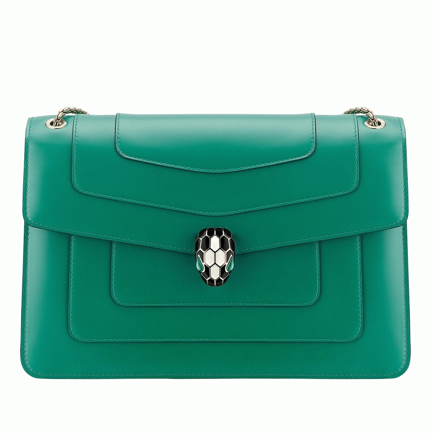 Replica Bvlgari Serpenti Forever Large Shoulder Bag Green Calfskin