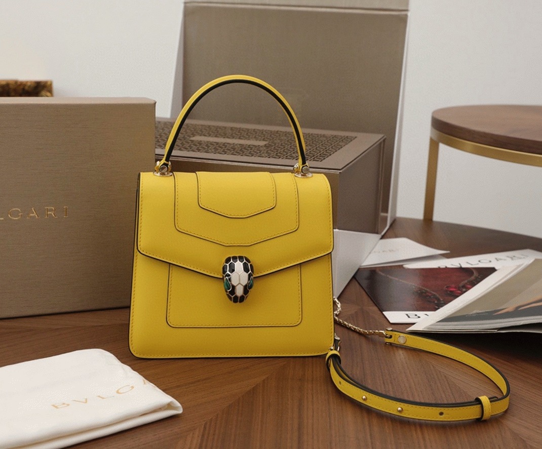 Fake Bvlgari Serpenti Forever Small Bag Yellow Calfskin