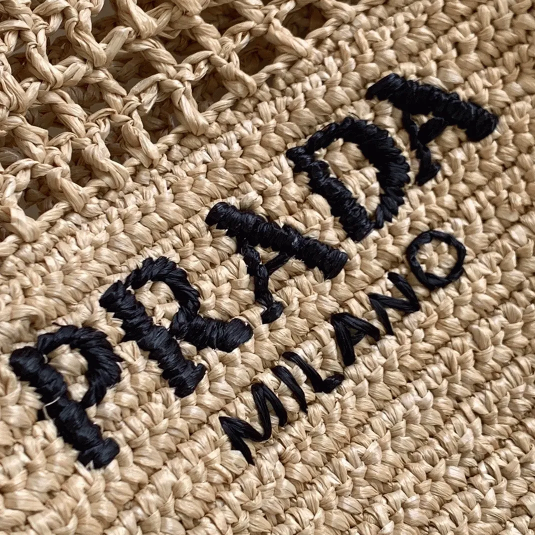 Prada Small Tote Bag Fake in Beige Woven Raffia