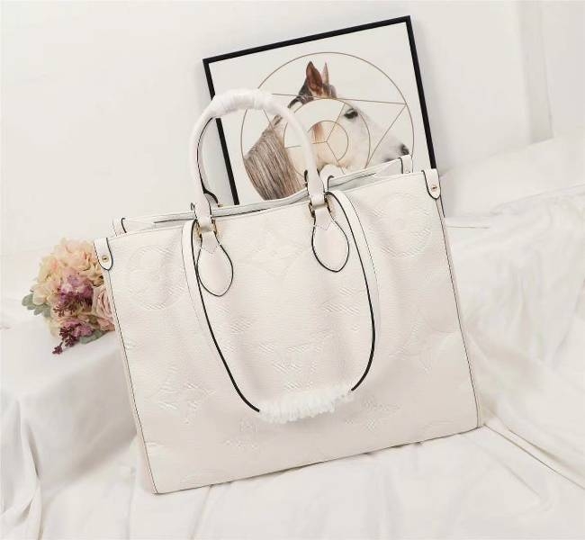 Louis Vuitton Monogram Empreinte Giant Onthego GM Tote In Cream