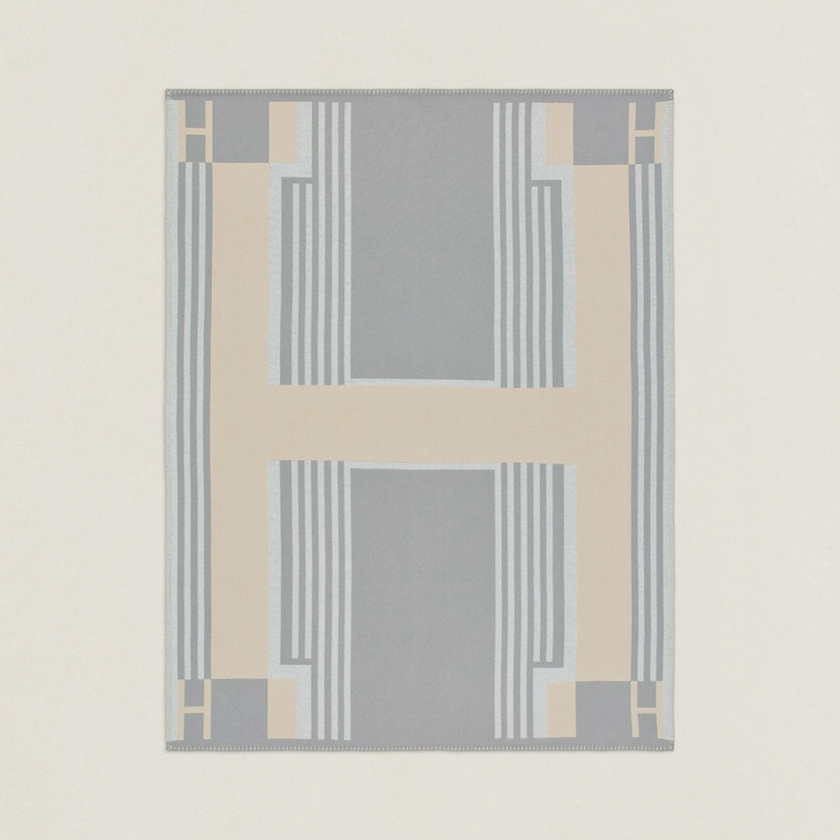 Fake Hermes Ithaque blanket in grey wool and cashmere
