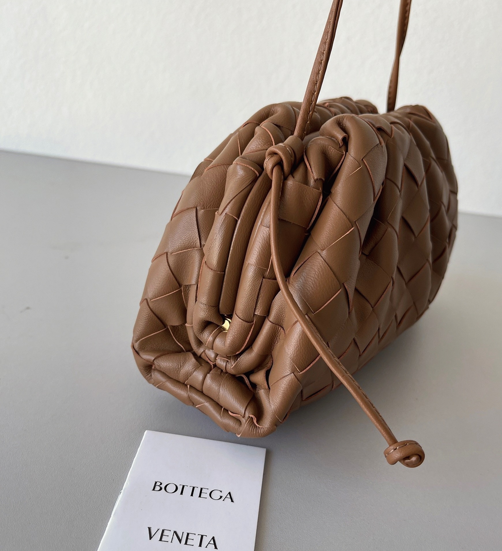 Replica Bottega Veneta Mini Pouch with Strap Caramel