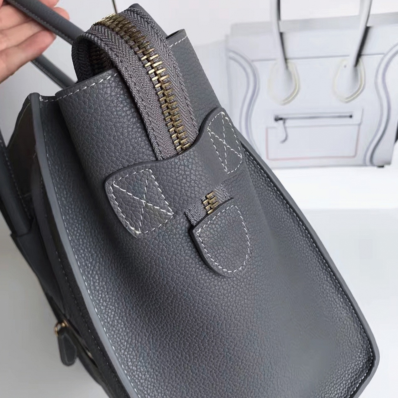 Celine Micro Luggage Tote Bag Faux in Kohl