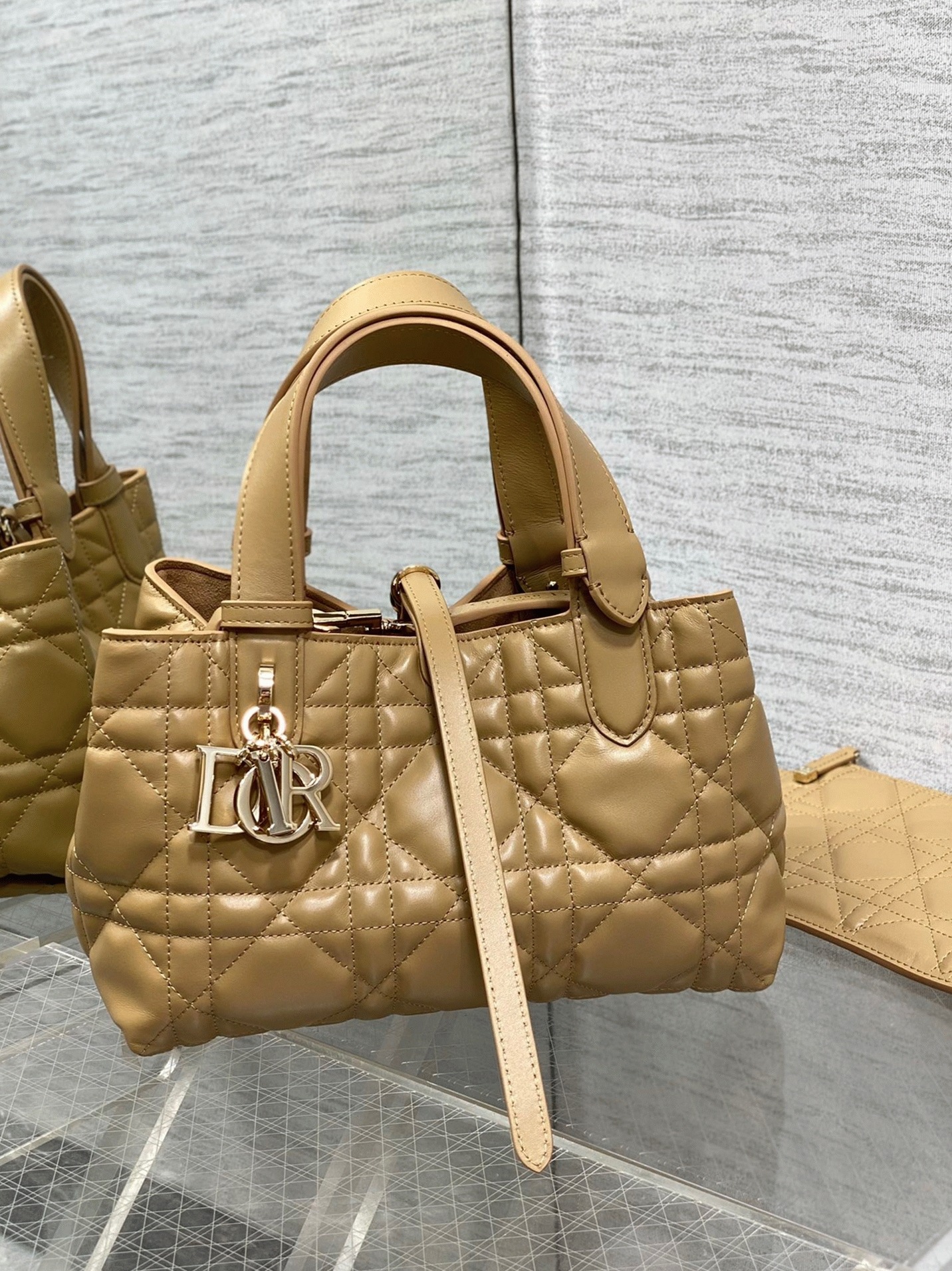 Dior Toujours Small Bag Fake in Tan Macrocannage Calfskin
