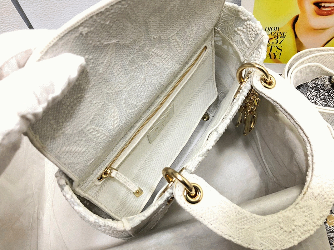 Dior Lady D-Lite Medium Bag Fake in Embroidery with Macrame Effect