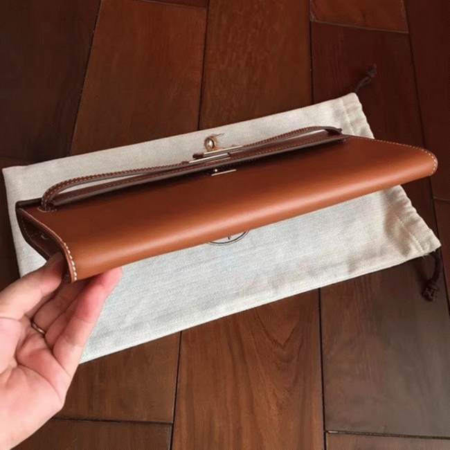 Gold Swift Knockoff Hermes Kelly Cut Clutch Sophisticated Clutch