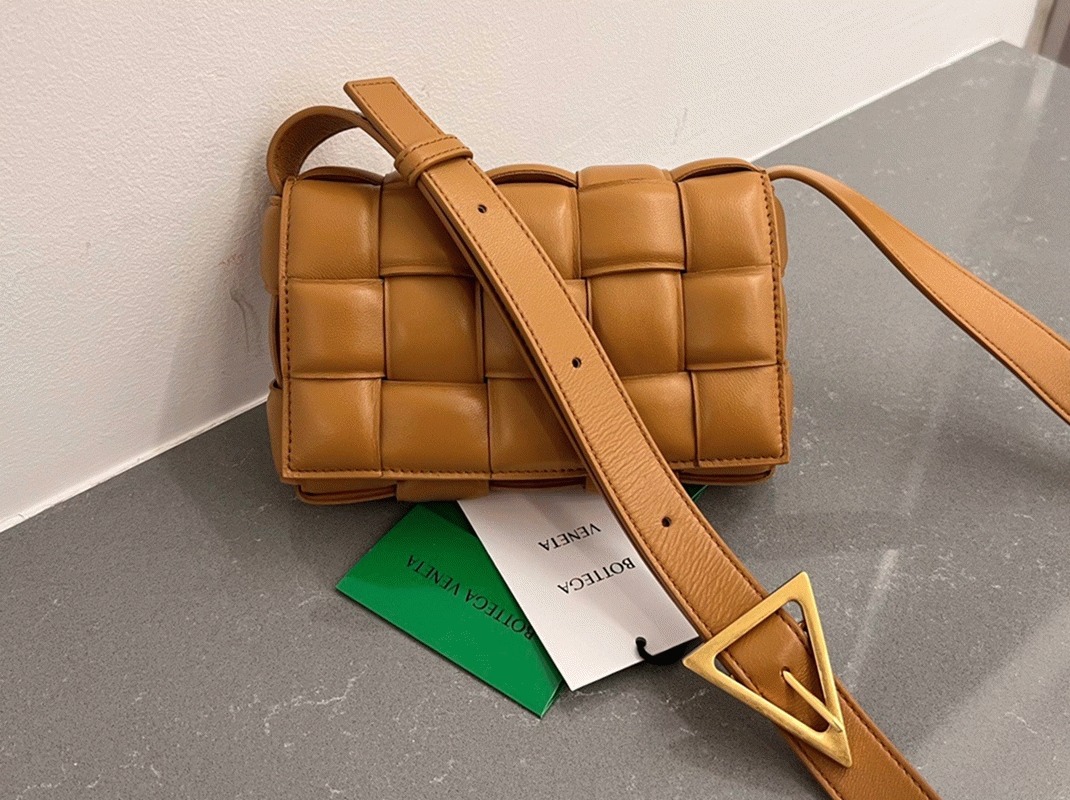 Faux Bottega Veneta Small Padded Cassette Bag Camel