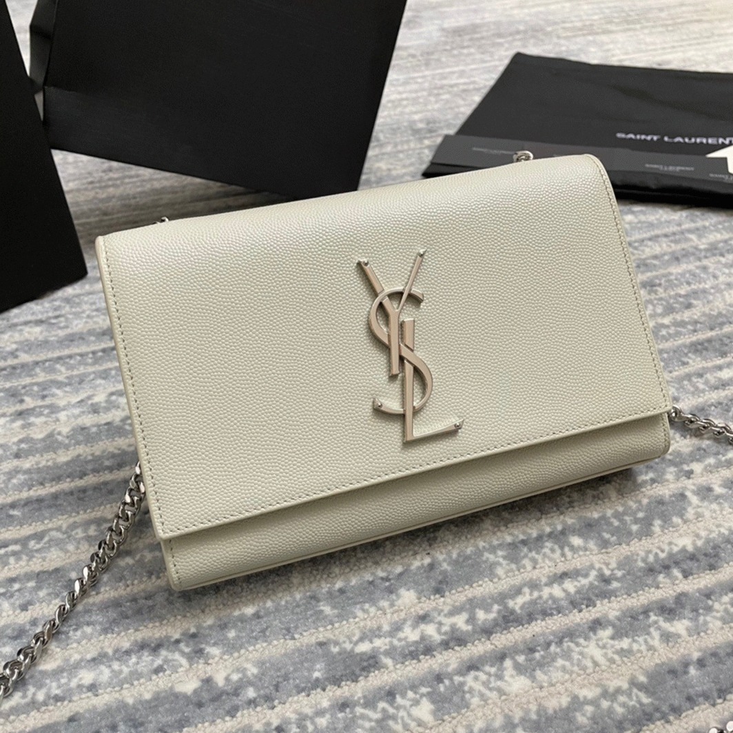 Fake Saint Laurent Kate Small Chain Bag Ivory