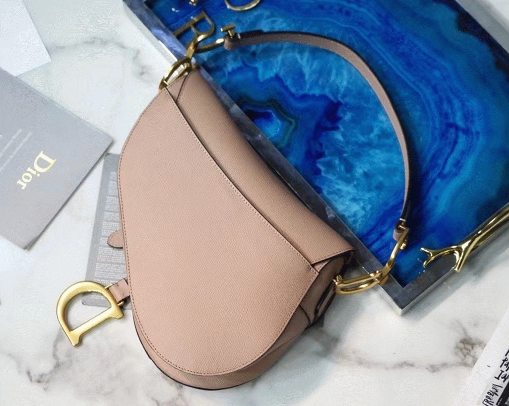 Dior Saddle Bag Fake in Blush Grained Calfskin