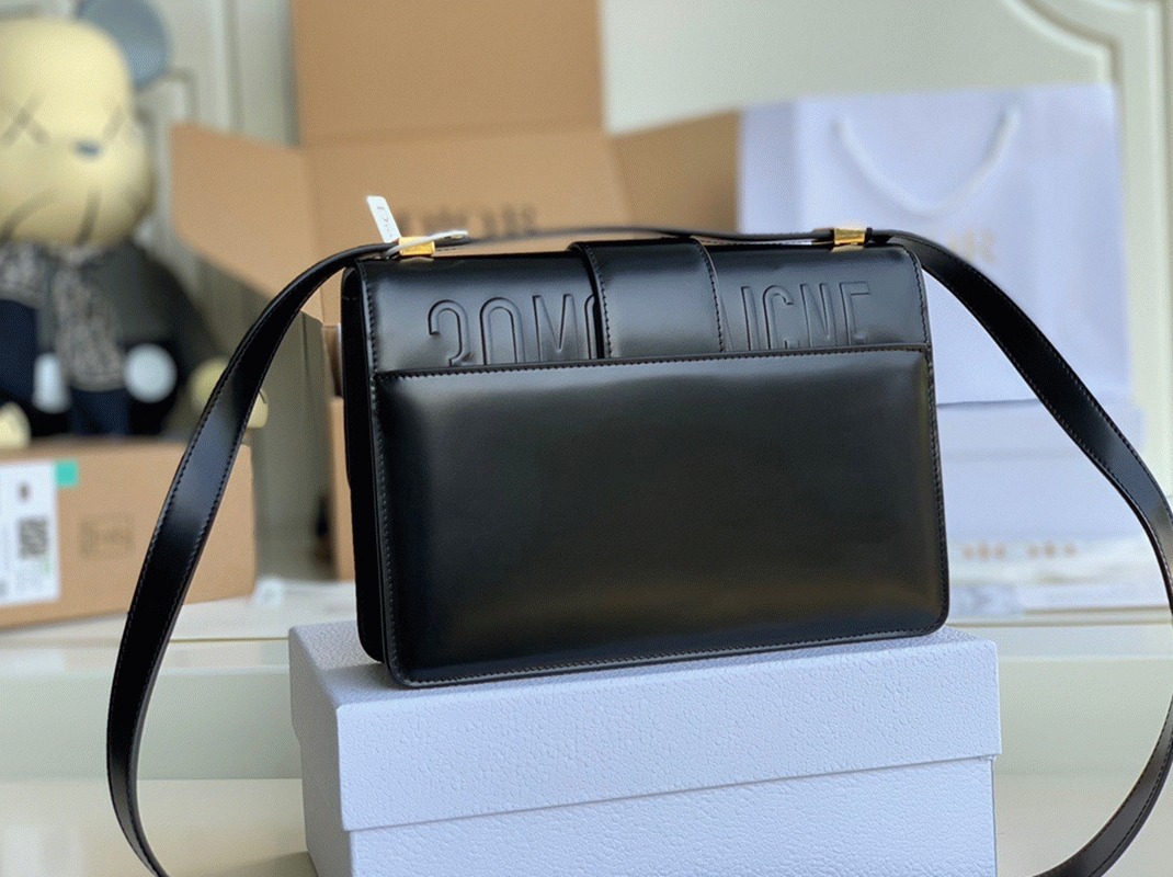 Dior 30 Montaigne Medium Bag Replica in Black Box Calfskin