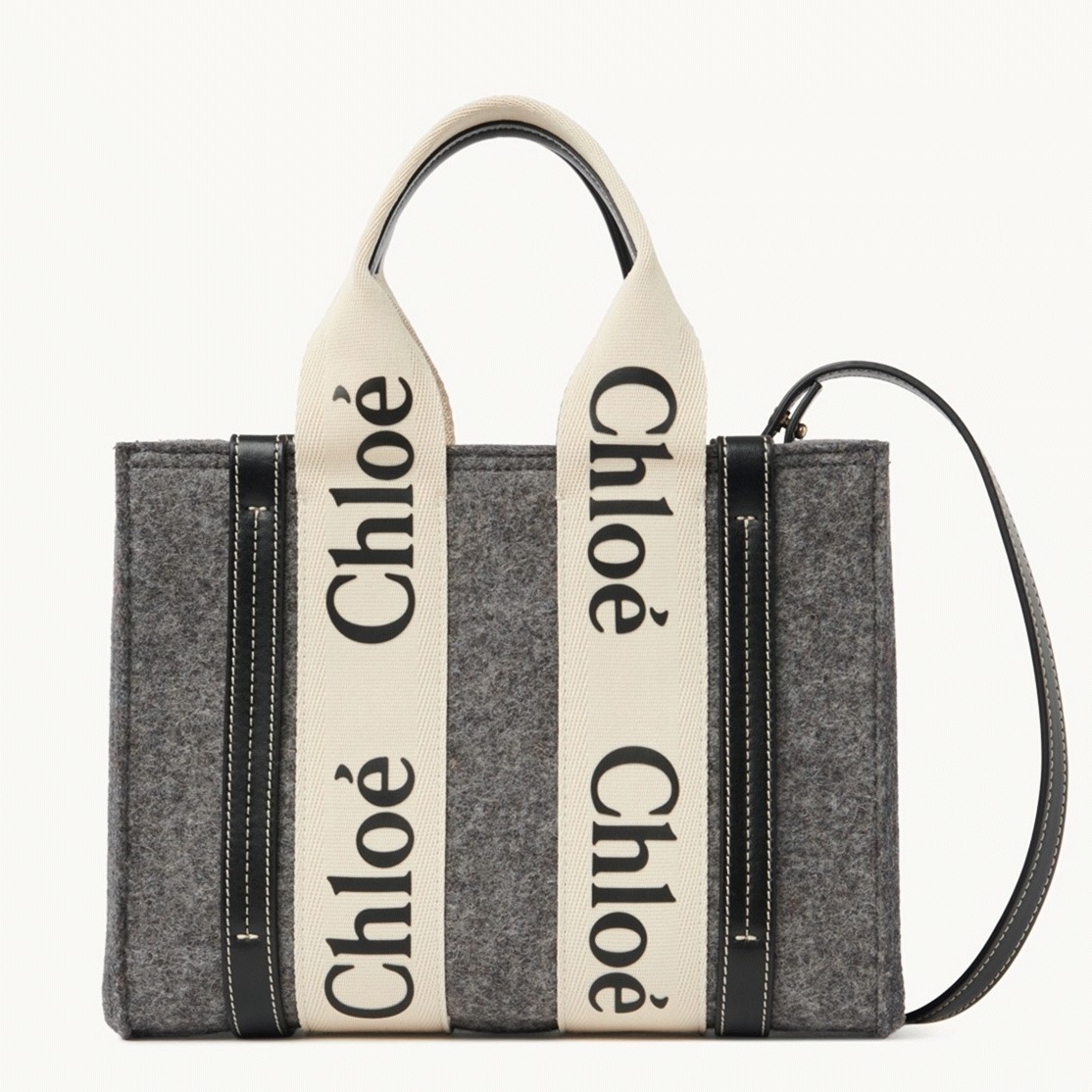 Top Quality Knockoff Previous Previous Chloe Small Woody Tote Bag In Grey Felt