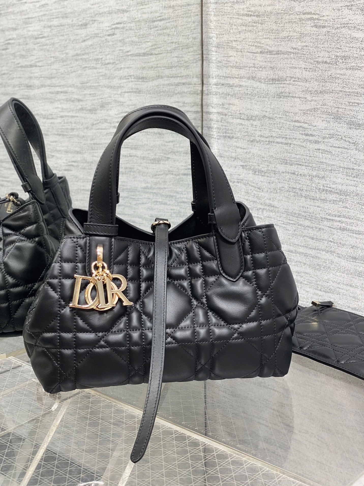 Dior Toujours Small Bag Replica in Black Macrocannage Calfskin