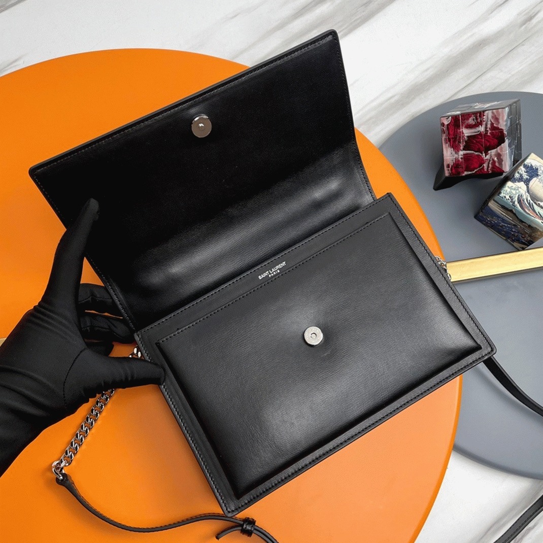 Knockoff Saint Laurent Sunset Medium Top Handle Bag Noir Calfskin