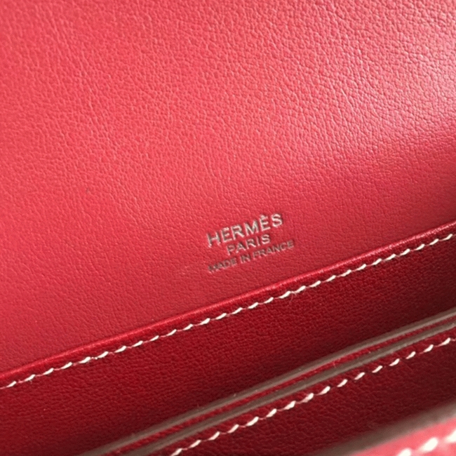 Red designer replica Hermes Mini Sac Roulis handbag