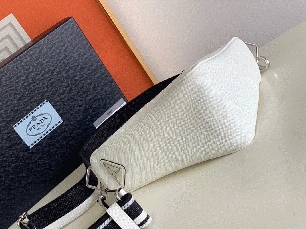 Prada Triangle Shoulder Bag Fake in White