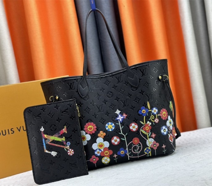 Louis Vuitton X TM Monogram Empreinte Neverfull MM In Black With Style 2