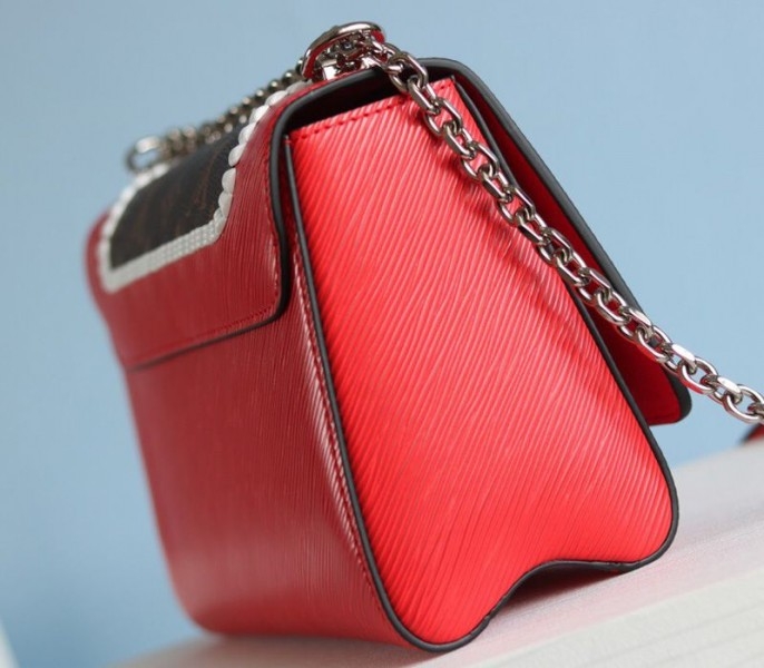 Louis Vuitton Epi Leather Twist MM Canvas Trompe loeil Braid Bag In Red