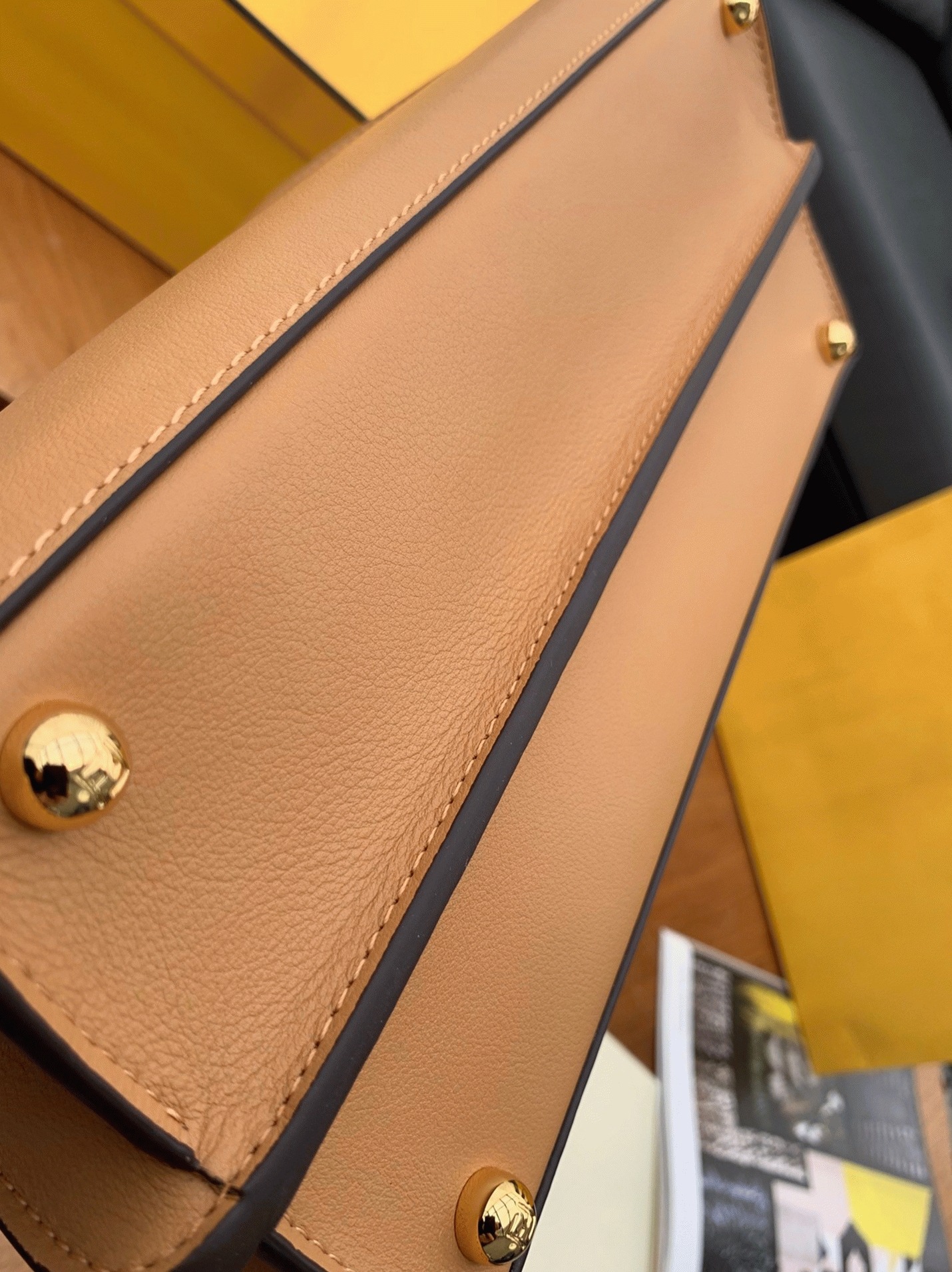 Top Quality Fake Fendi Peekaboo ISeeU Medium Bag In Beige Calfskin