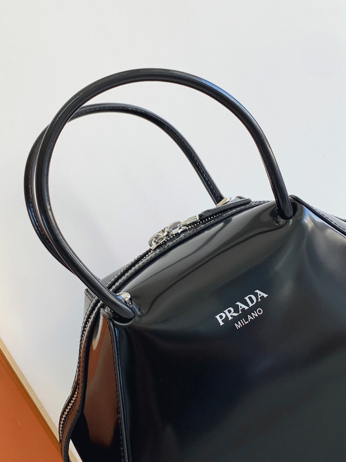 Prada Supernova Small Top Handle Bag Replica in Black Brushed