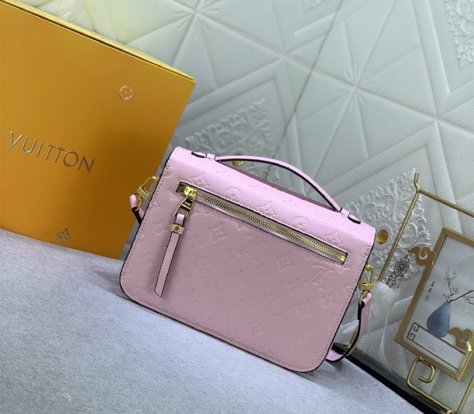 LV Monogram Empreinte Leather Metis In Light Hot Pink