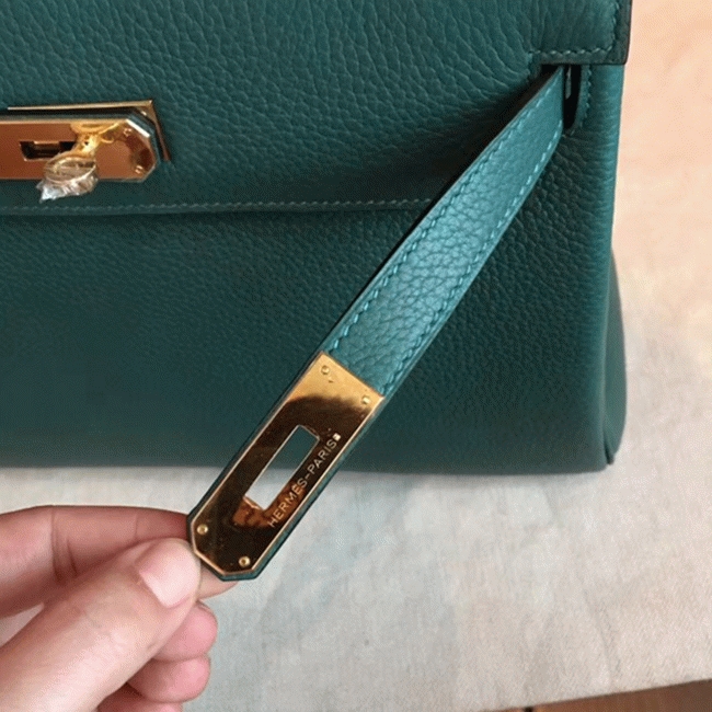 Malachite Clemence Copy Designer Hermes Kelly Retourne 28cm Bag