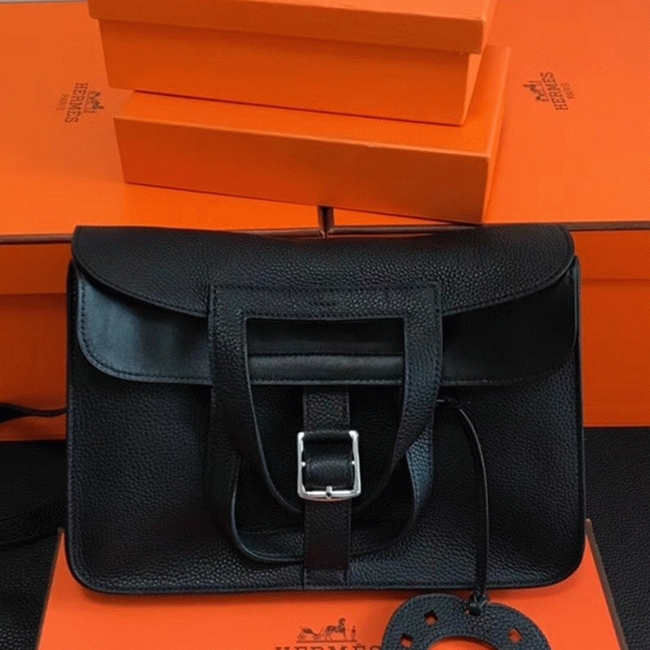 Black Replica Hermes Halzan Multi-Way Handbag