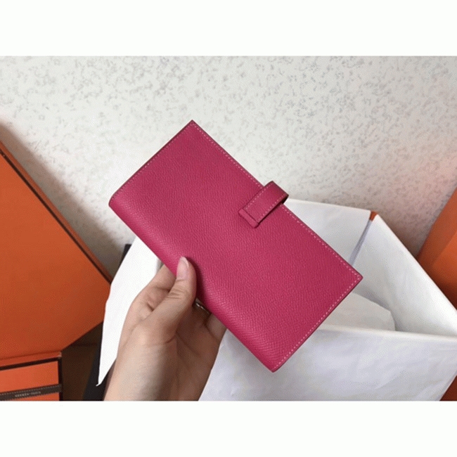 Peach Epsom Copy Luxury Hermes Bearn Wallet
