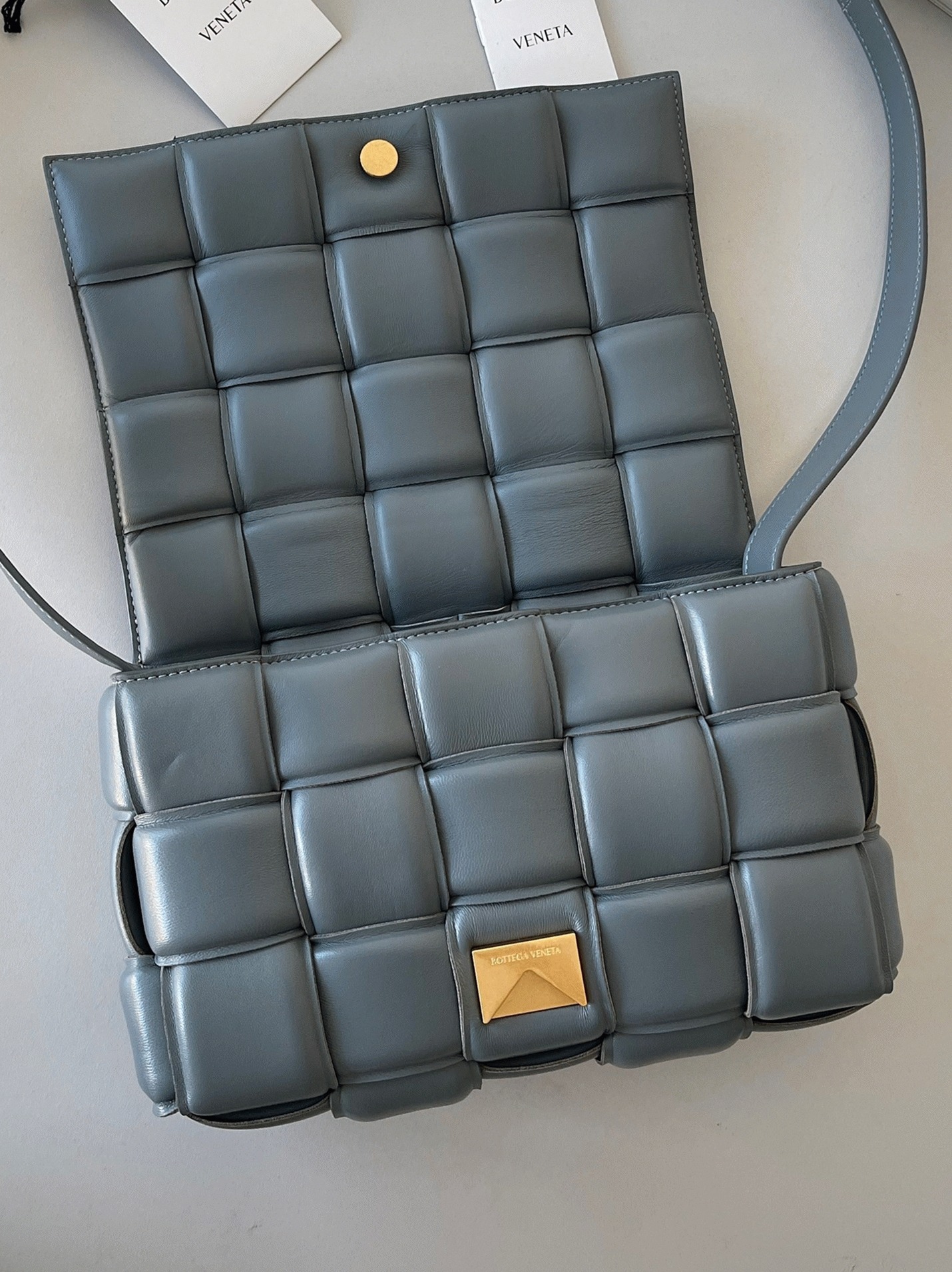 Top Quality Imitation Bottega Veneta Padded Cassette Bag In Thunder