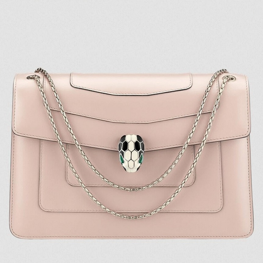 Replica Bvlgari Serpenti Forever Large Shoulder Bag Beige Calfskin