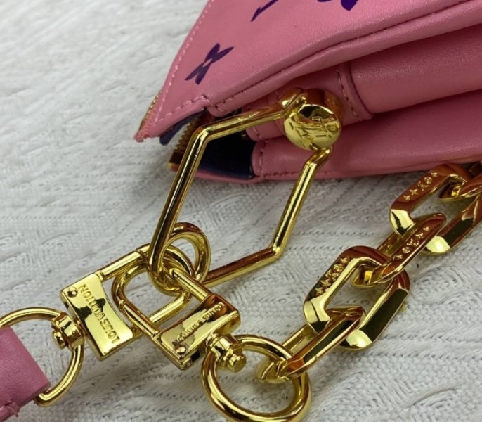 Louis Vuitton Coussin PM Bag In Pink And Purple With Jacquard Strap