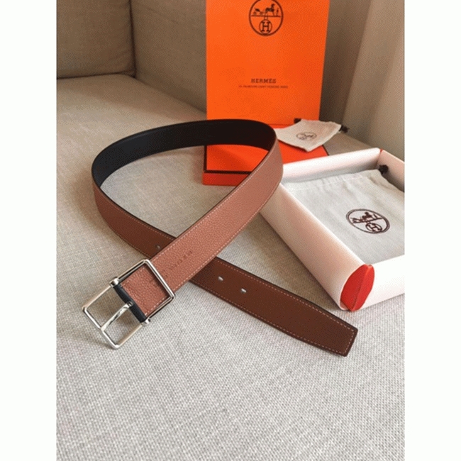 Replica Hermes reversible saddle style belt in brown