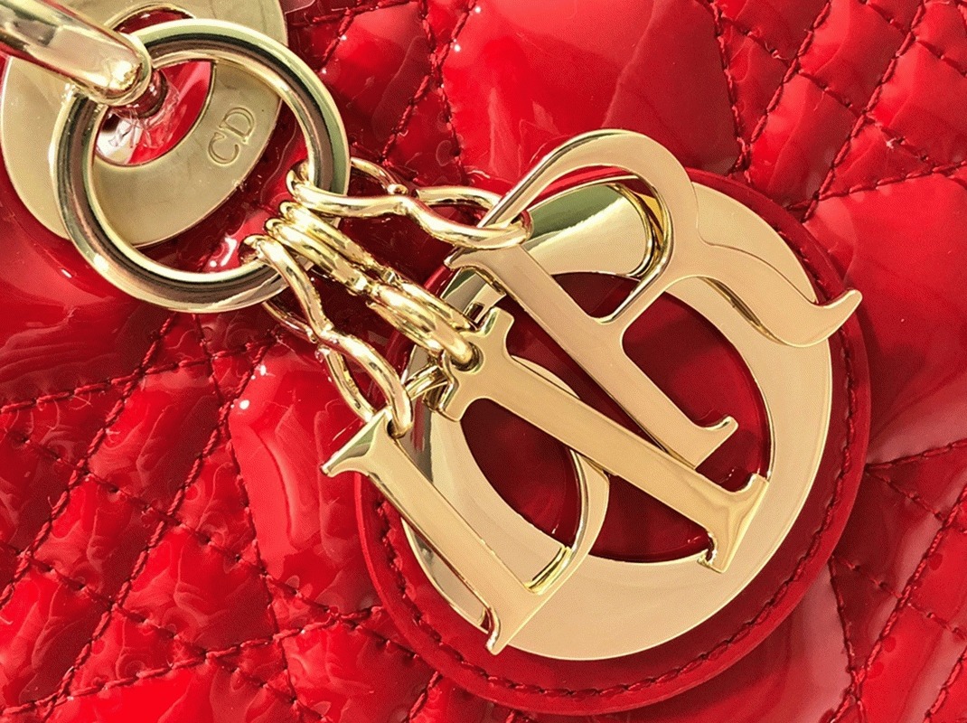 Dior Small Lady Dior Bag Replica in Red Patent Cannage Calfskin
