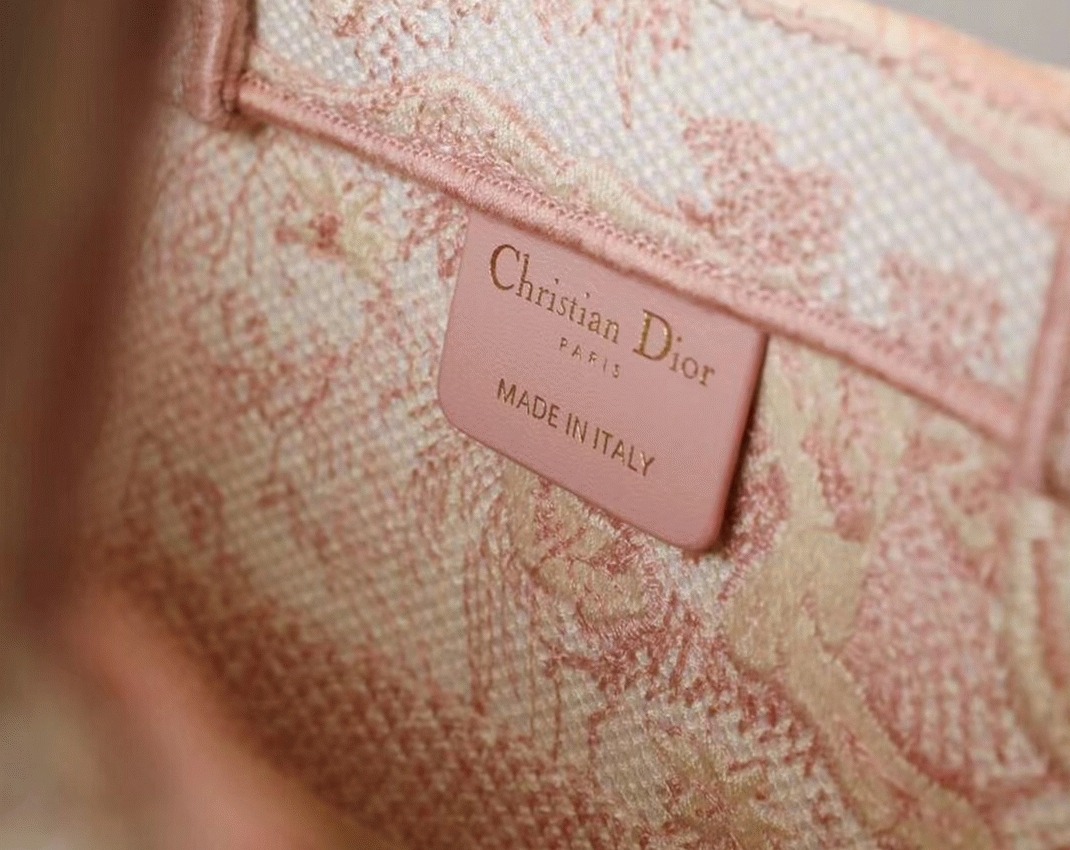 Dior Medium Book Tote Bag Replica in Pink Toile De Jouy Embroidery