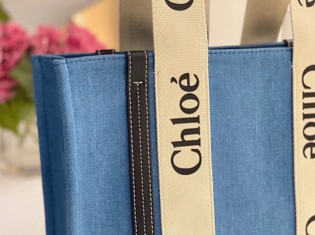 Top Quality Knockoff Chloe Medium Woody Tote Bag in Deadstock Denim
