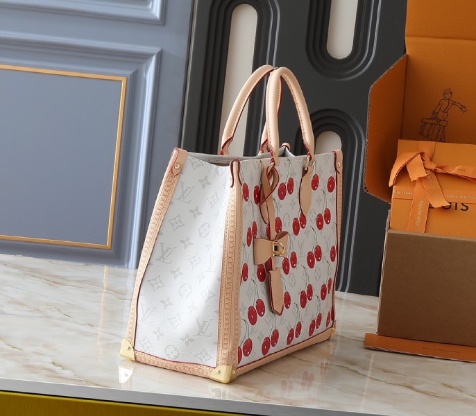 LV X TM Monogram Cherry Canvas Onthego MM In White Style 2