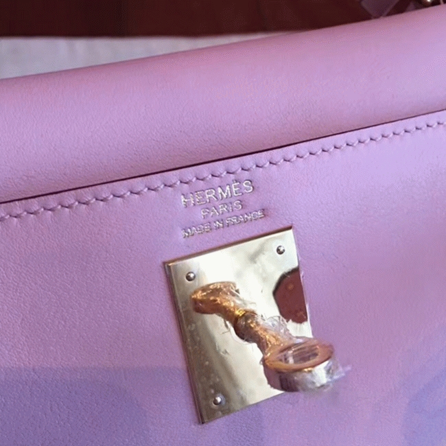 Rose Dragee Swift Knockoff Hermes Kelly Retourne 32cm Purse