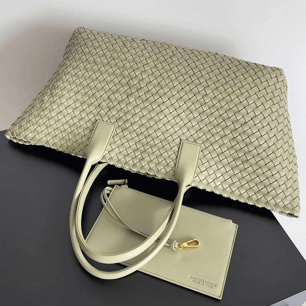 Top Quality Replica Bottega Veneta Cabat Large Bag In Travertine Intrecciato Lambskin