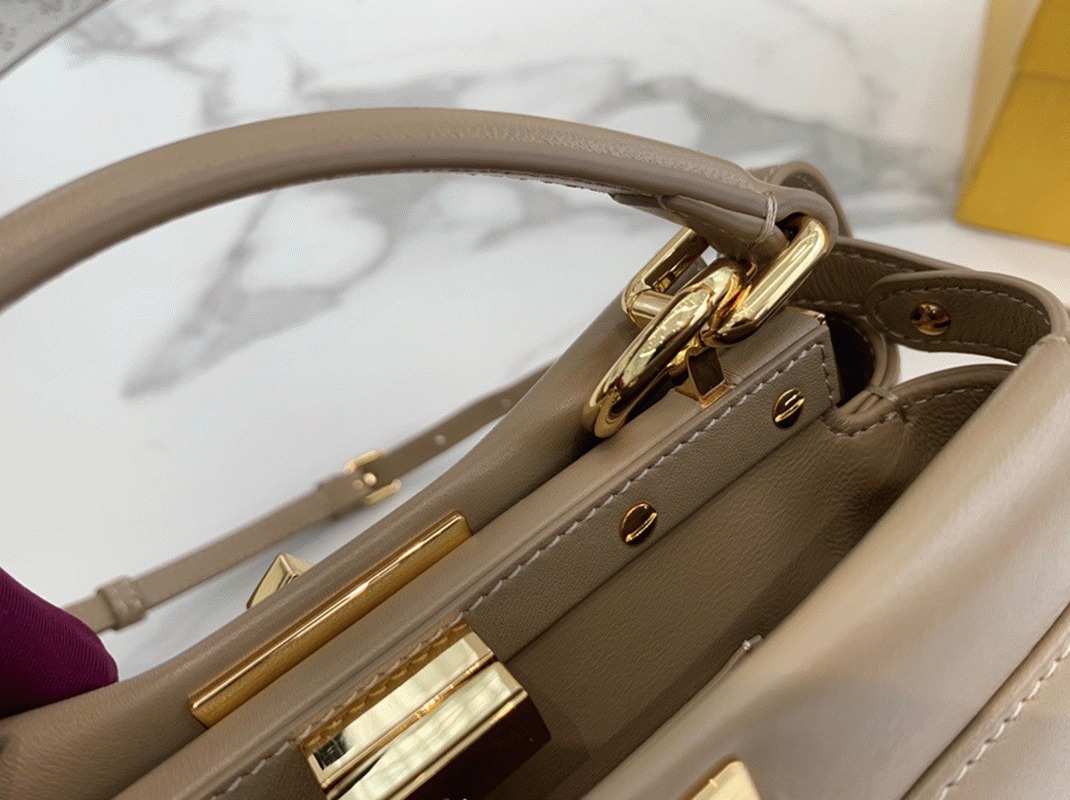 Top Quality Fake Fendi Peekaboo Mini Bag In Dove Grey Nappa Leather