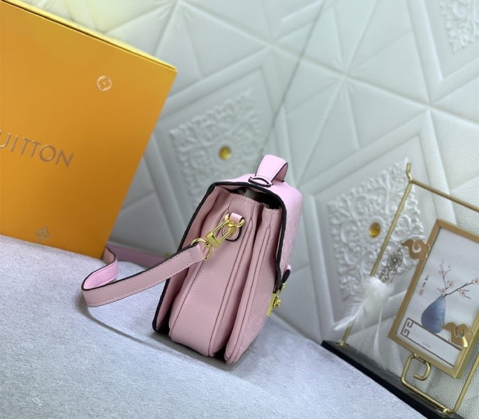 LV Monogram Empreinte Leather Metis In Light Hot Pink