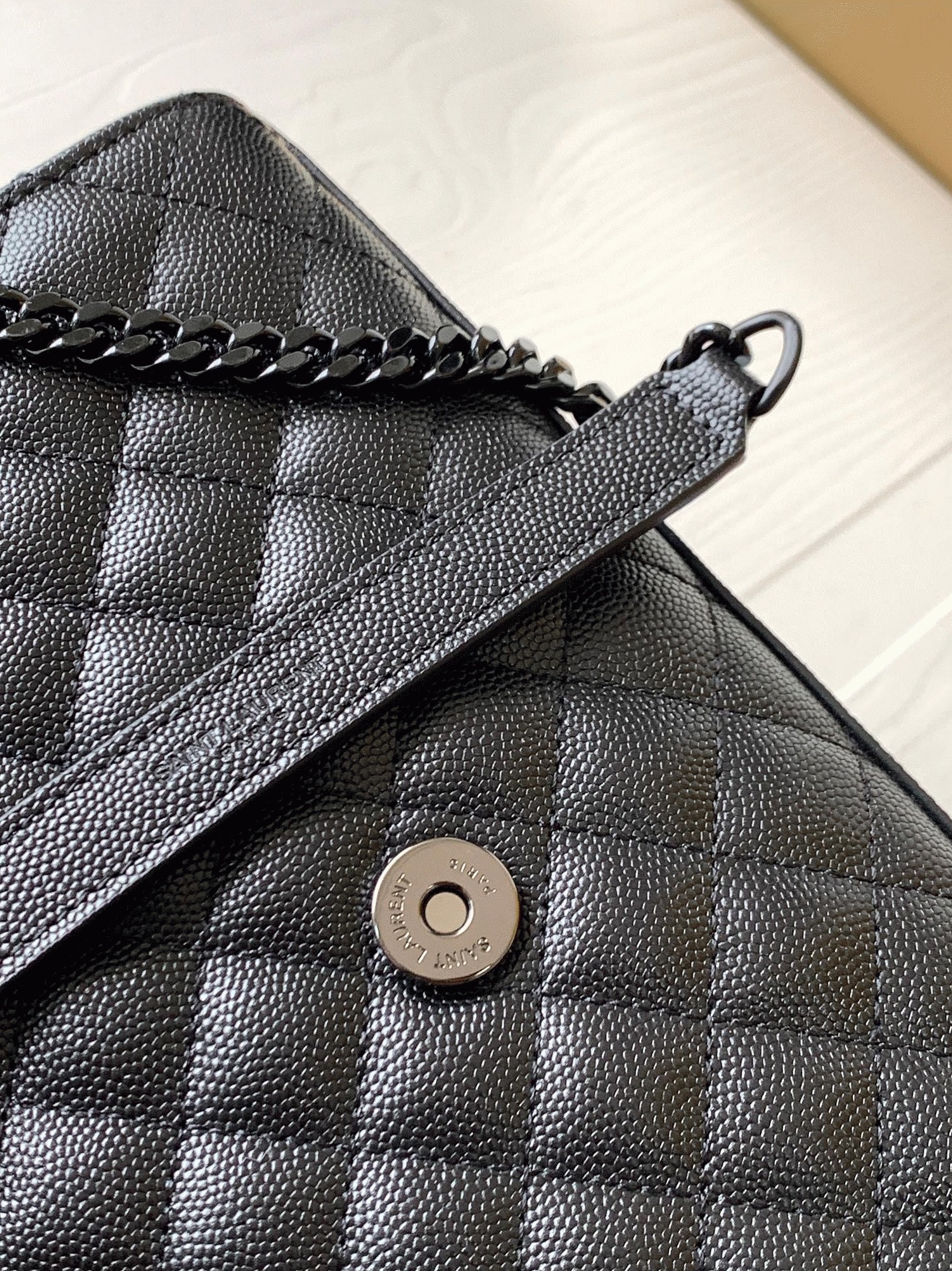 Replica Saint Laurent Envelope Meidum Black Bag with Black Hardware