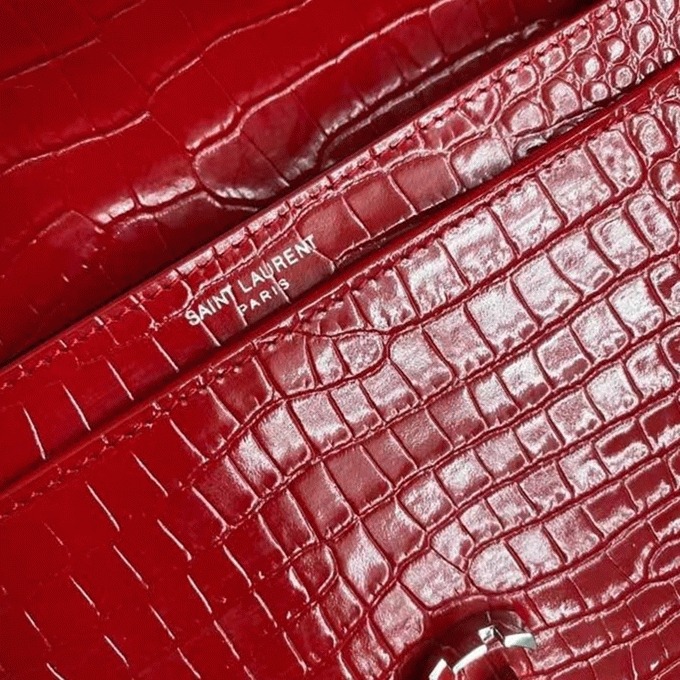 Fake Saint Laurent Cassandra Medium Bag Red Crocodile