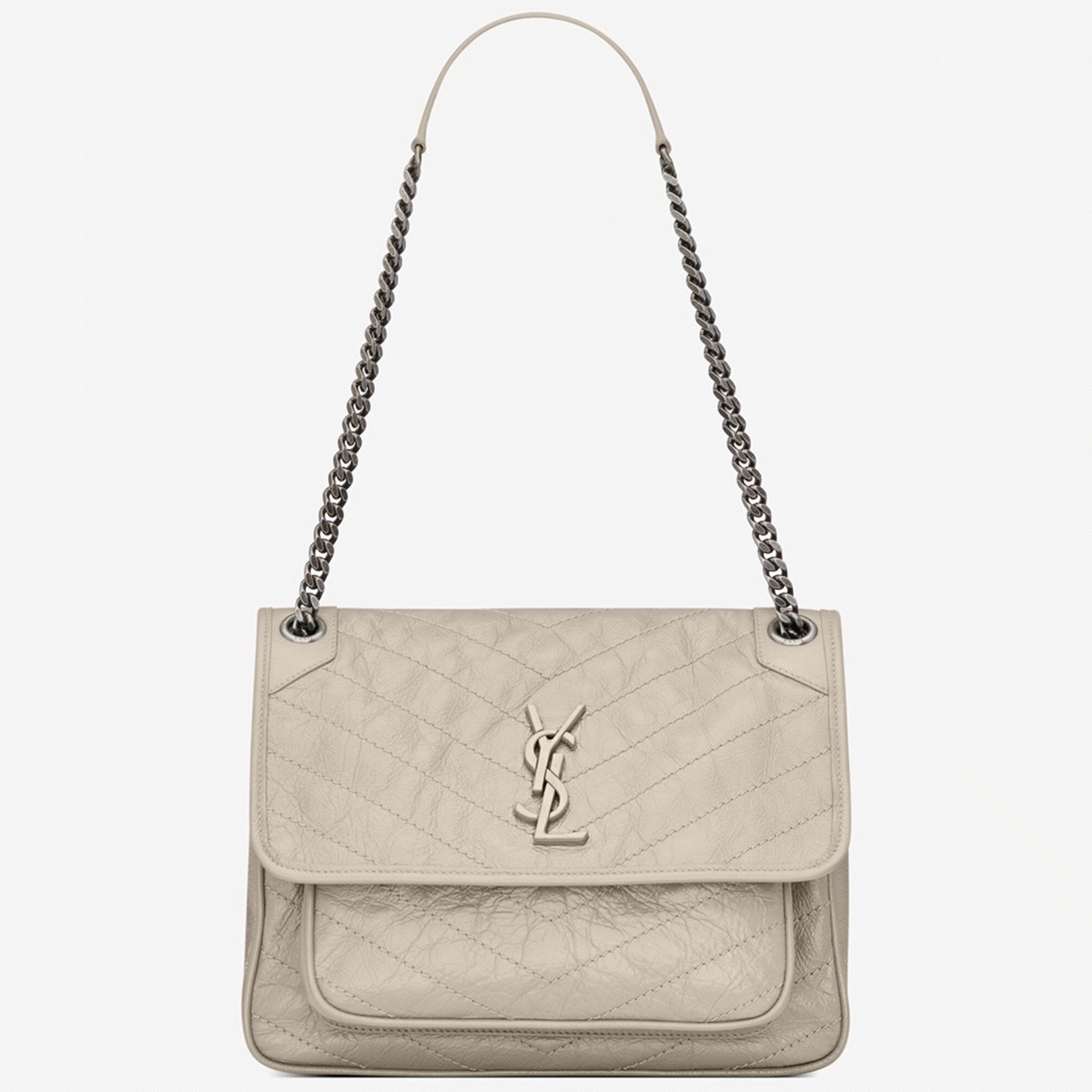 Replica Saint Laurent Niki Medium Chain Bag White