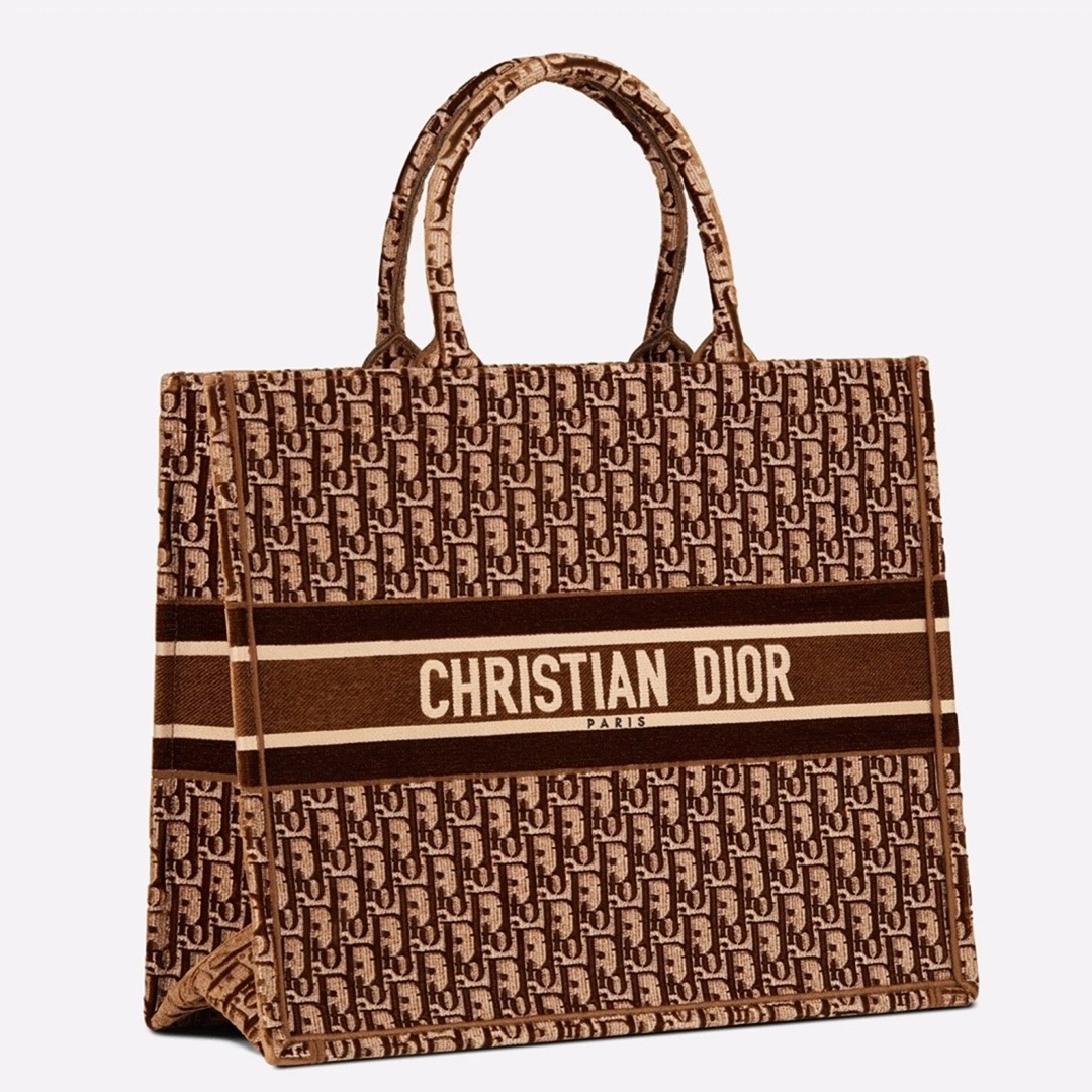 Dior Large Book Tote Bag Fake in Bordeaux Oblique Embroidered Velvet