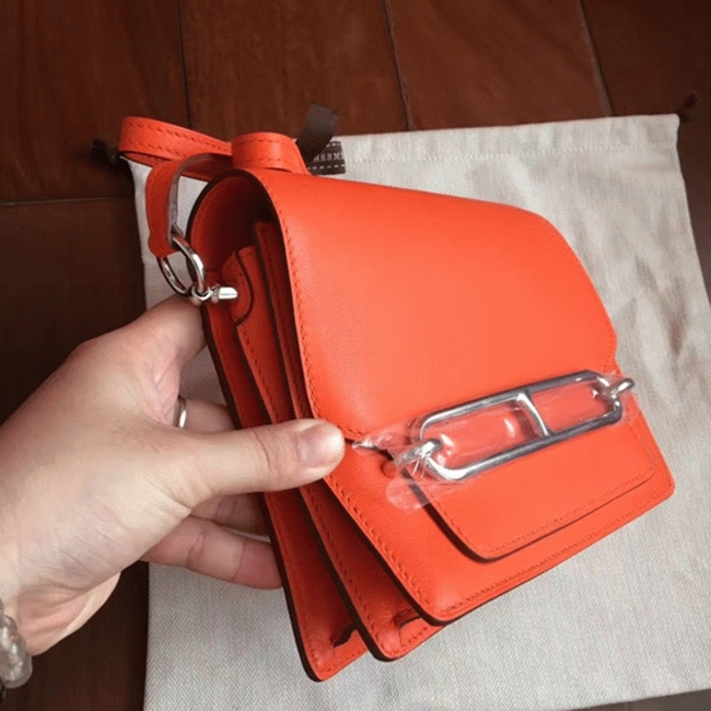 Fake Hermes Mini Sac Roulis Handbag Orange