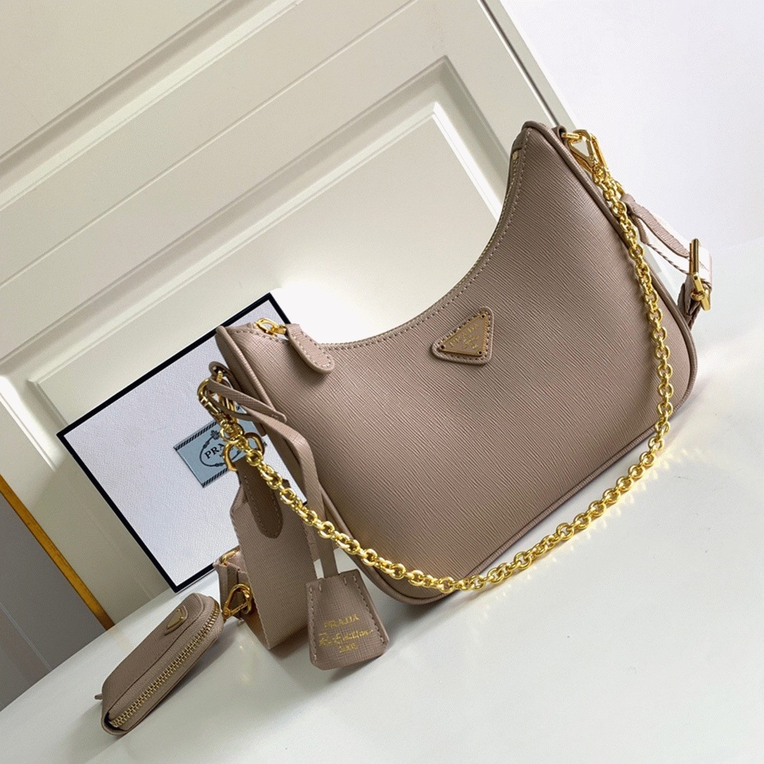 Prada Re-Edition 2005 Shoulder Bag Fake in Taupe