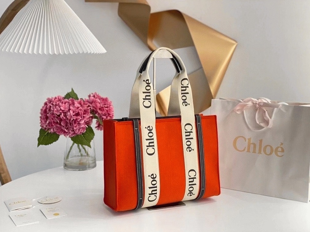 Top Quality Fake Chloe Medium Woody Tote Bag In Orange Felt